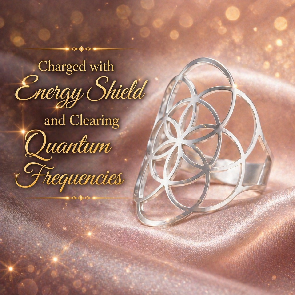 Sacred Geometry Ring Charged with Energy Shield & Clearing Frequencies