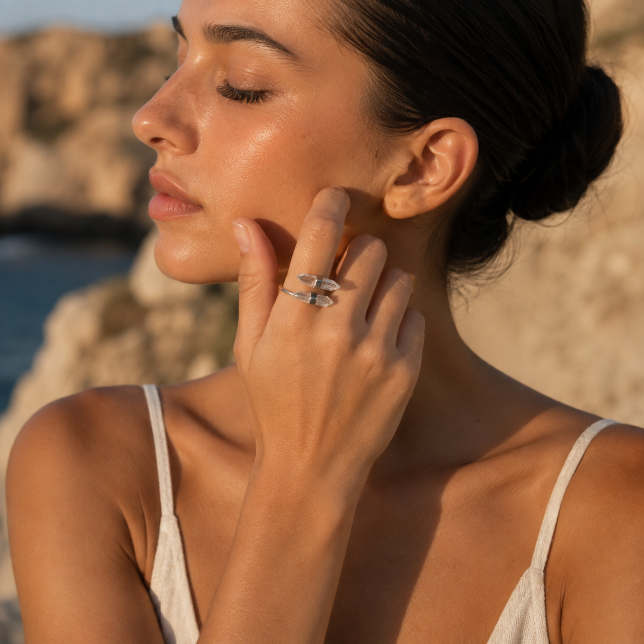 Clear Quartz Double Point Ring | Charged with Abundance & Prosperity Frequencies