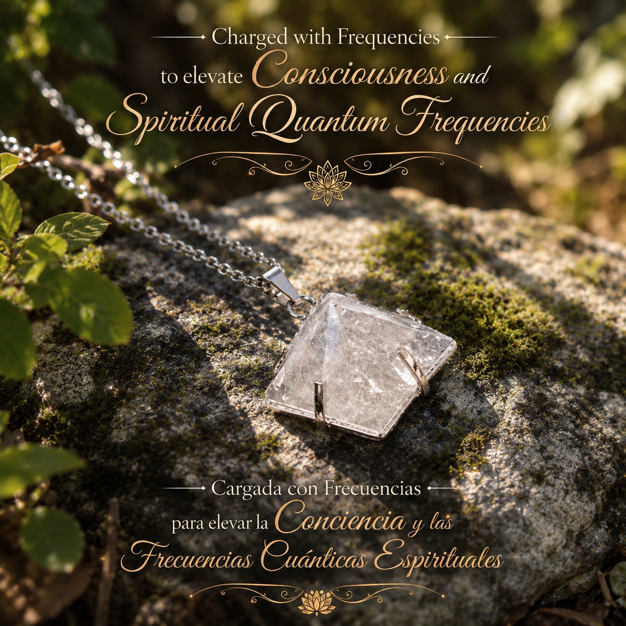 Clear Quartz Pyramid Necklace | Charged for Consciousness, Protection & Spiritual Alignment