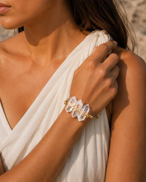 Clear Quartz Abundance Cuff Bracelet | Charged with Quantum Frequencies