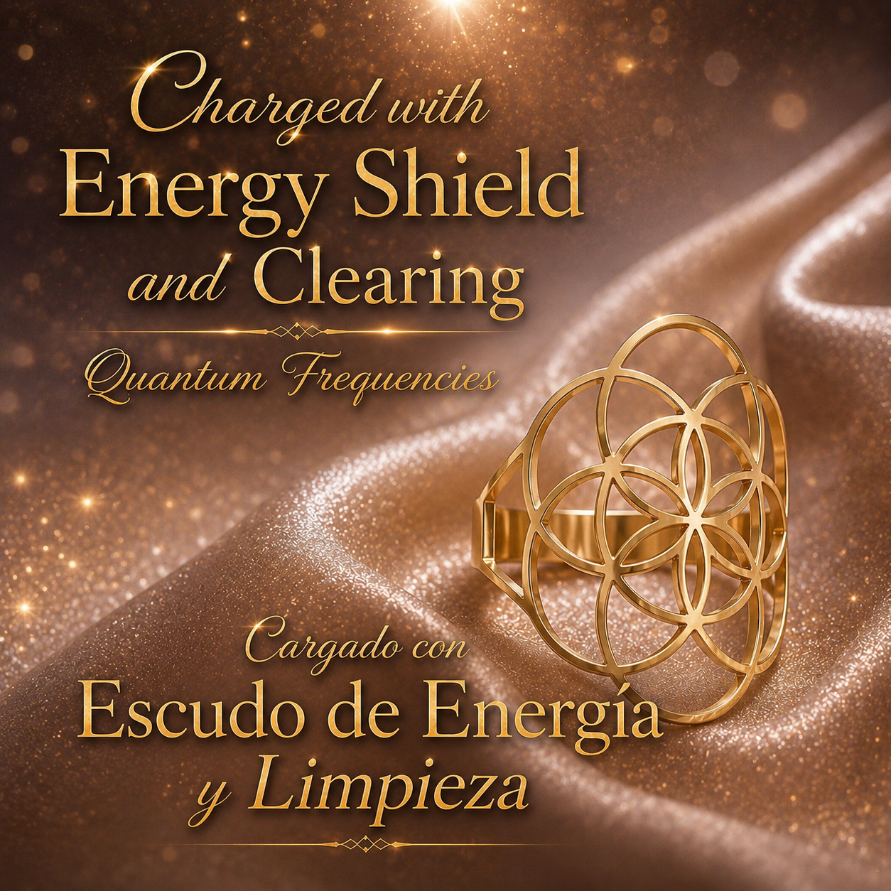 Sacred Geometry Ring Charged with Energy Shield & Clearing Frequencies