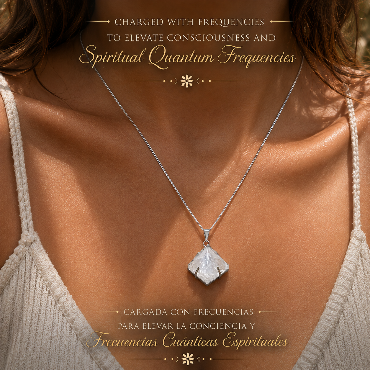 Clear Quartz Pyramid Necklace | Charged for Consciousness, Protection & Spiritual Alignment
