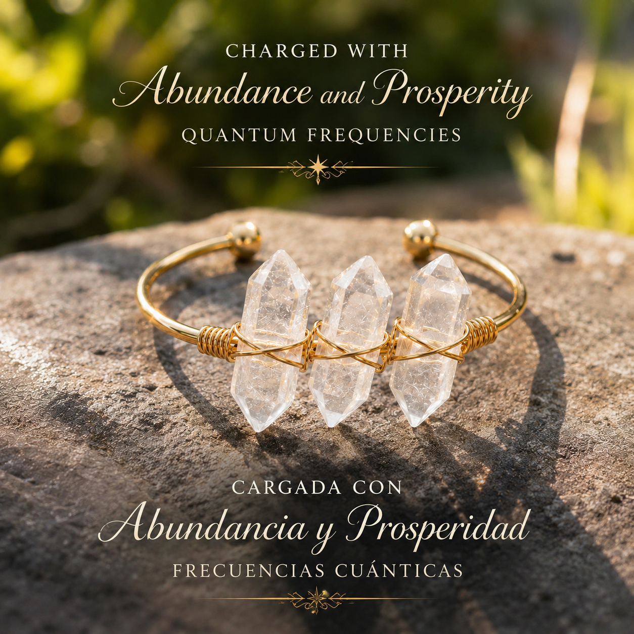 Clear Quartz Abundance Cuff Bracelet | Charged with Quantum Frequencies