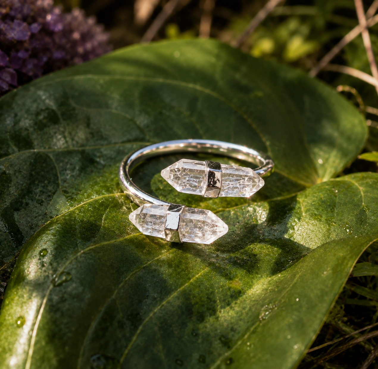 Clear Quartz Double Point Ring | Charged with Abundance & Prosperity Frequencies