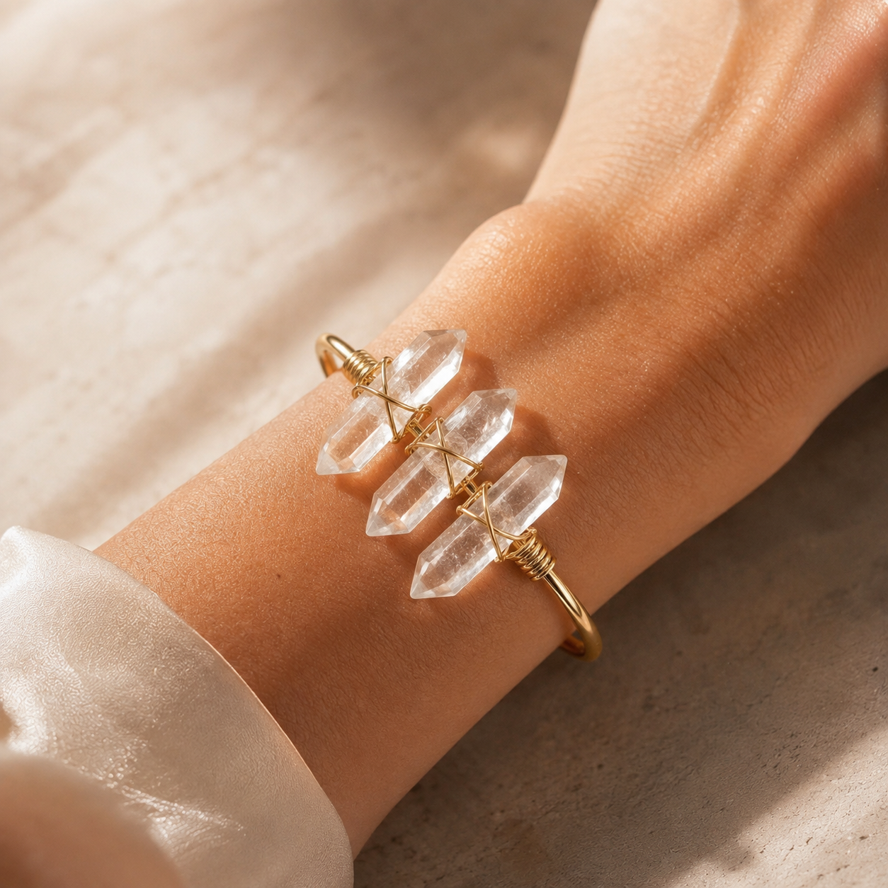 Clear Quartz Abundance Cuff Bracelet | Charged with Quantum Frequencies