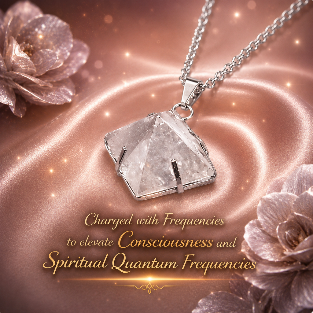Clear Quartz Pyramid Necklace | Charged for Consciousness, Protection & Spiritual Alignment